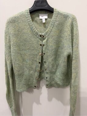 Alice McCall Pale Green Hook-Front Knit Cardigan